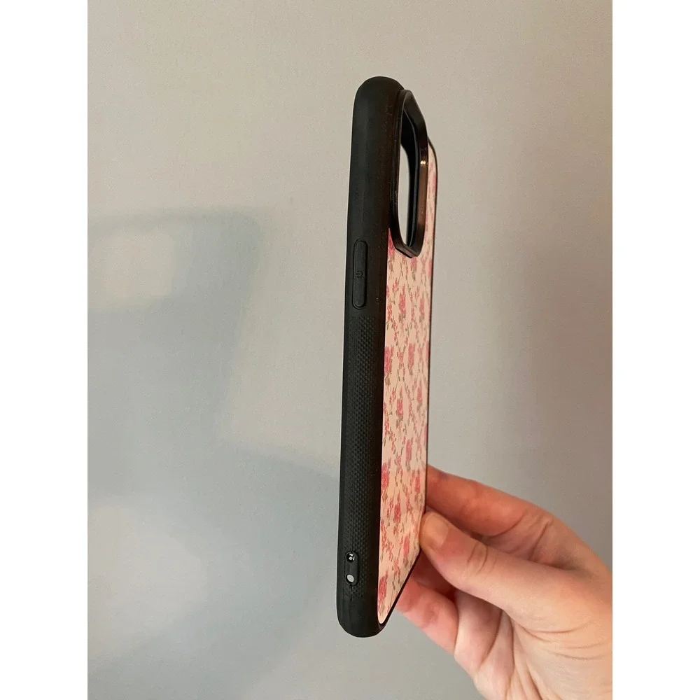 iPhone 15 Pro Max‎ Case Womens Pink Cream Floral Rose Trellis Bumper